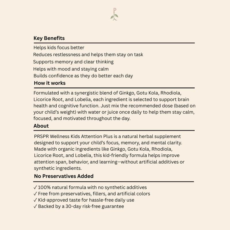 Kids Attention Plus - Herbal Supplement