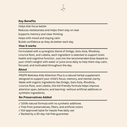 Kids Attention Plus - Herbal Supplement