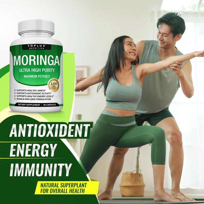 Moringa Capsules 1200mg - Pure Moringa Powder for Immune, Gut health