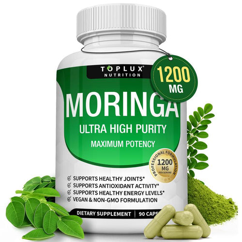 Moringa Capsules 1200mg - Pure Moringa Powder for Immune, Gut health
