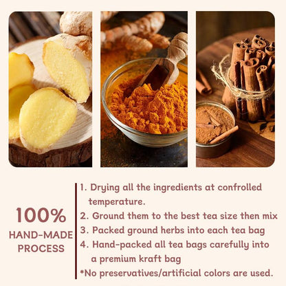 Té de cúrcuma con especias: cúrcuma, jengibre, canela. 100 % natural.